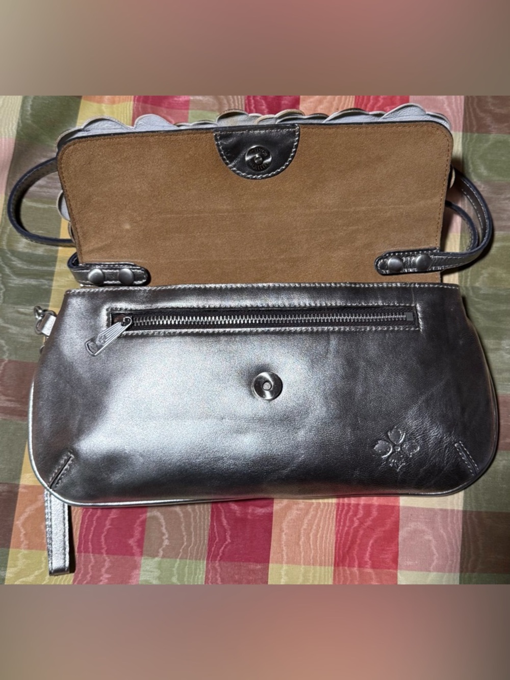 Patricia Nash Metallic Floral Leather Clutch Crossbody - Picture 8 of 9